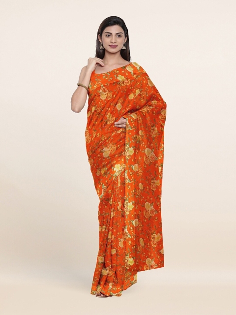 

Pothys Orange & Yellow Floral Printed Cotton Saree