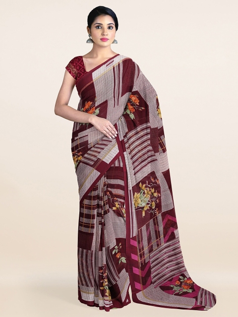 

Pothys Maroon & Grey Floral Saree