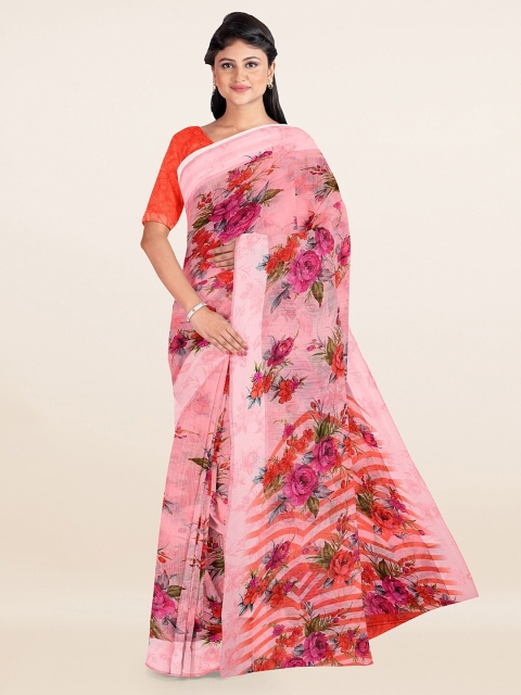 

Pothys Pink & Green Floral Saree