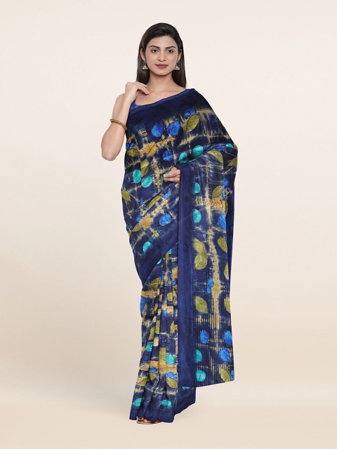 

Pothys Navy Blue & Gold-Toned Cotton Blend Saree