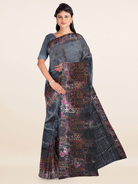 

Pothys Grey & Brown Ethnic Motifs Saree
