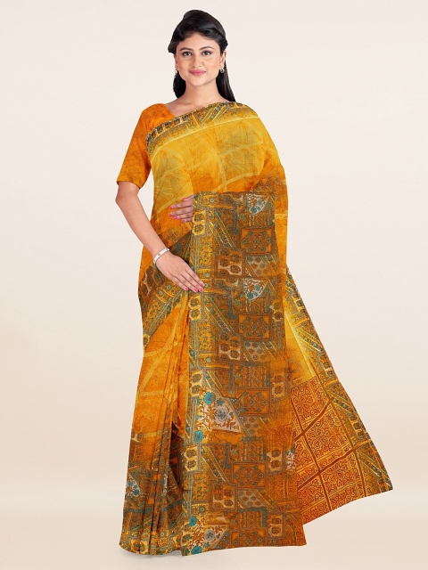 

Pothys Mustard & Blue Ethnic Motifs Saree