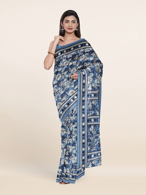 

Pothys Blue & White Floral Printed Cotton Blend Saree