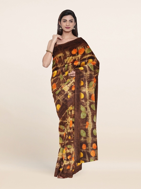 

Pothys Brown & Green Printed Cotton Blend Saree