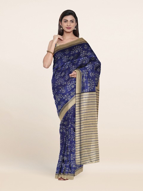 

Pothys Blue & Beige Ethnic Motifs Printed Cotton Saree