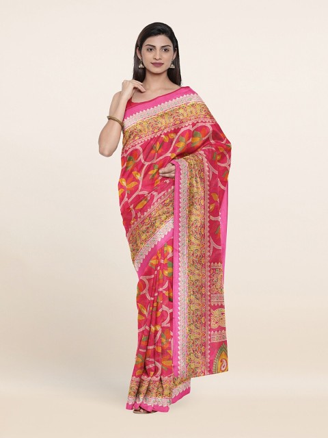 

Pothys Pink & Multi Color Floral Printed Cotton Saree