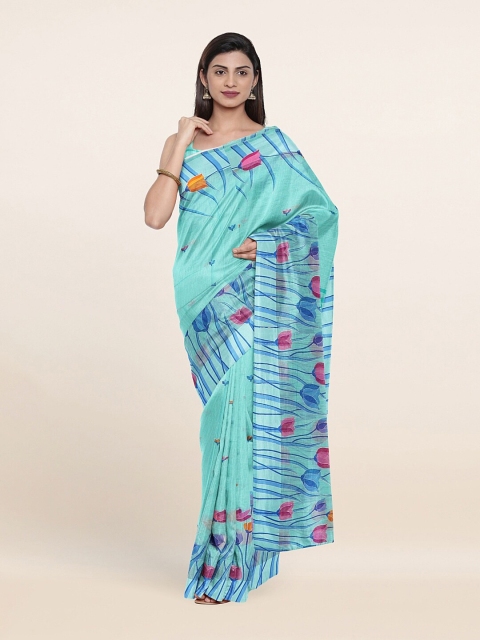 

Pothys Blue & Pink Floral Printed Cotton Blend Saree