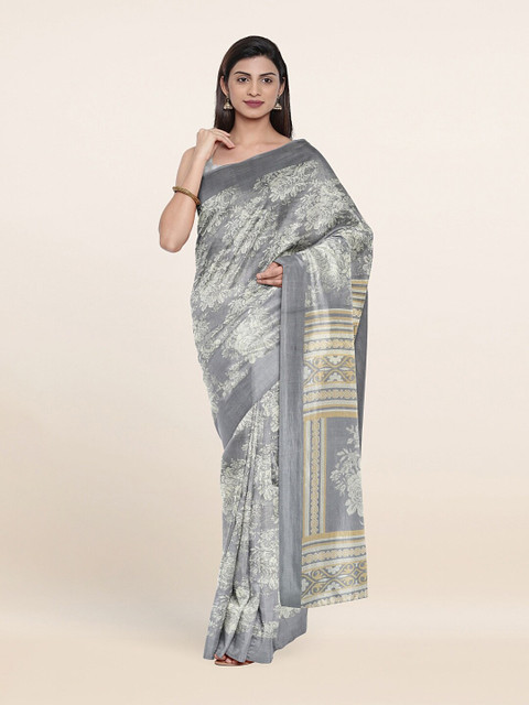 

Pothys Grey & Beige Ethnic Motifs Printed Saree