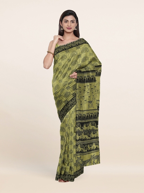 

Pothys Green & Black Ethnic Motifs Pure Cotton Saree