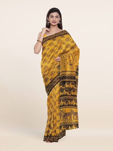 

Pothys Yellow & Black Ethnic Motifs Pure Cotton Saree