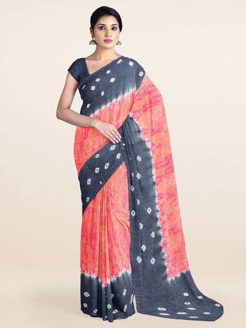 

Pothys Pink & Blue Bandhani Pure Cotton Saree