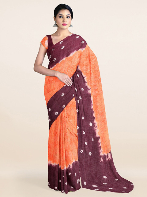 

Pothys Peach-Coloured & White Printed Pure Cotton Saree