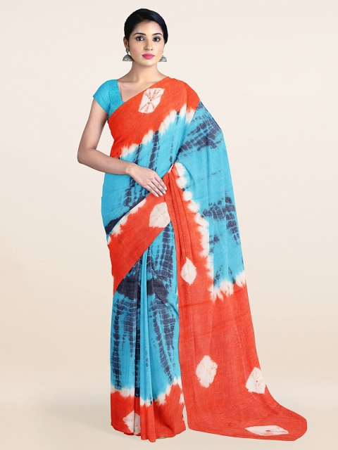 

Pothys Blue & Orange Tie and Dye Pure Cotton Saree