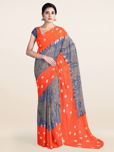 

Pothys Blue & Orange Bandhani Pure Cotton Saree
