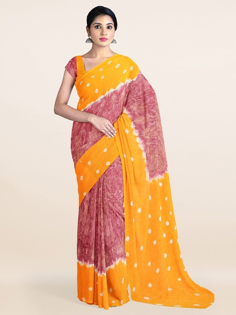 

Pothys Mauve & Yellow Bandhani Pure Cotton Saree