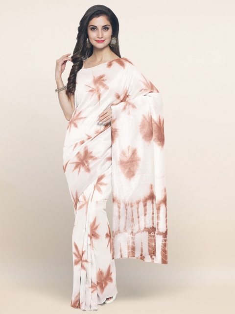 

Pothys Off White & Brown Pure Cotton Saree