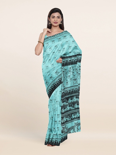 

Pothys Blue Abstract Printed Pure Cotton Saree