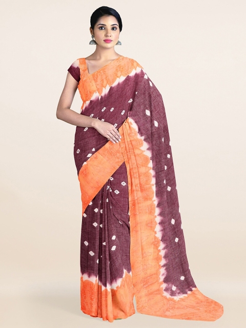 

Pothys Purple & Orange Bandhani Pure Cotton Saree