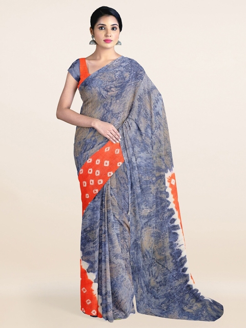 

Pothys Blue & Orange Pure Cotton Saree