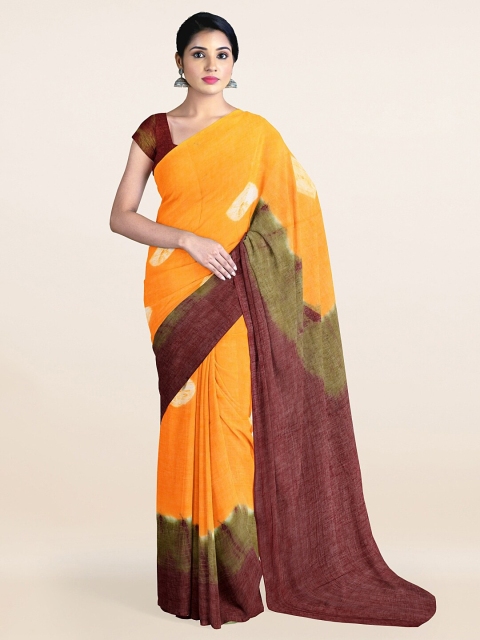 

Pothys Yellow & Maroon Tie and Dye Pure Cotton Saree