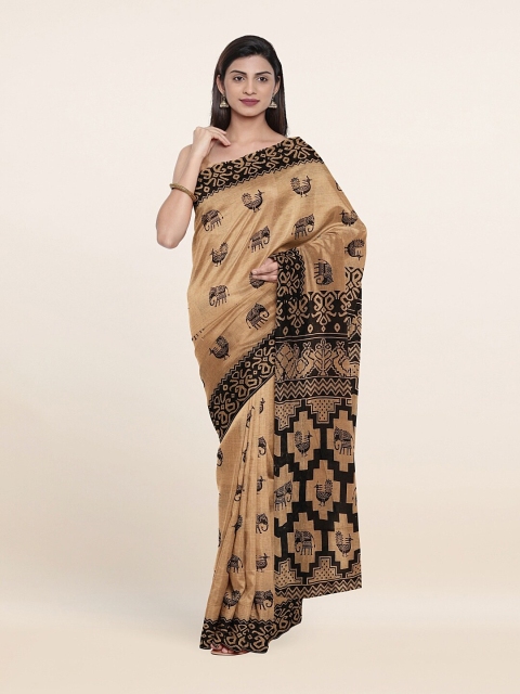 

Pothys Brown & Black Ethnic Motifs Pure Cotton Saree