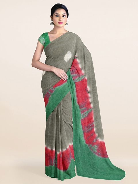 

Pothys Grey & Green Printed Pure Cotton Saree
