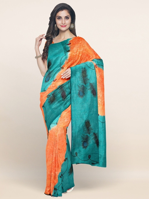 

Pothys Green & Orange Ethnic Motifs Pure Cotton Saree