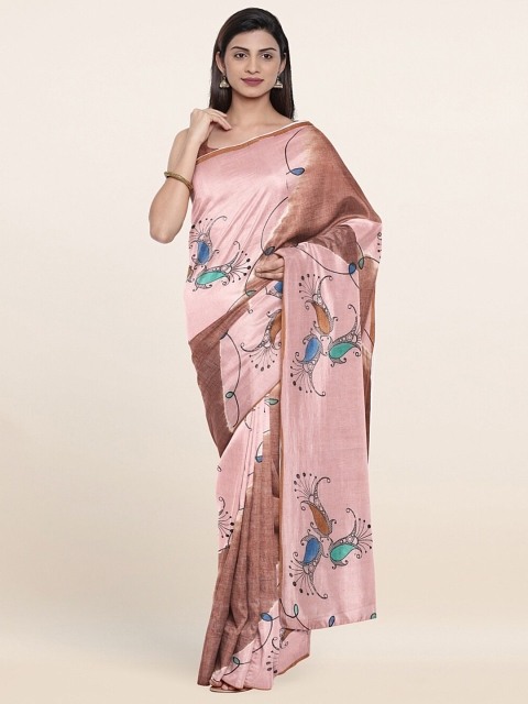 

Pothys Mauve & Brown Ethnic Motifs Printed Pure Cotton Saree
