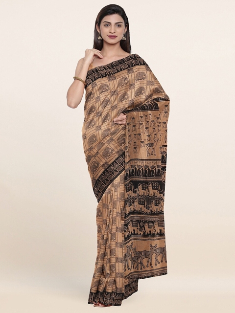 

Pothys Brown & Black Ethnic Motifs Pure Cotton Saree
