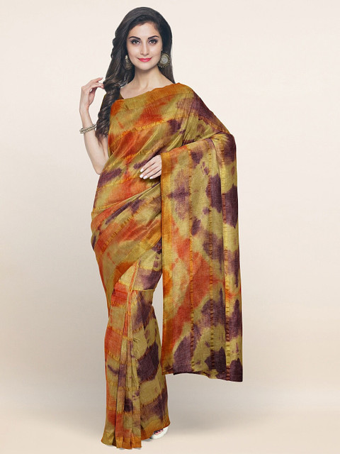 

Pothys Orange & Brown Tie and Dye Printed Pure Cotton Saree