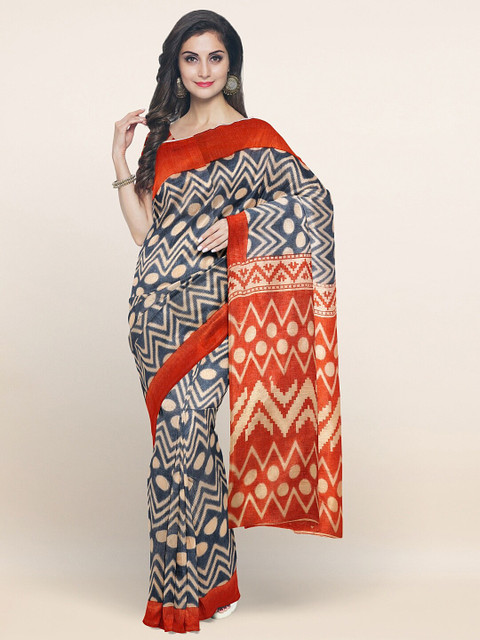 

Pothys Blue & Red Printed Pure Cotton Saree