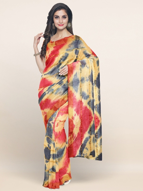 

Pothys Red & Blue Tie & Dye Printed Pure Cotton Saree