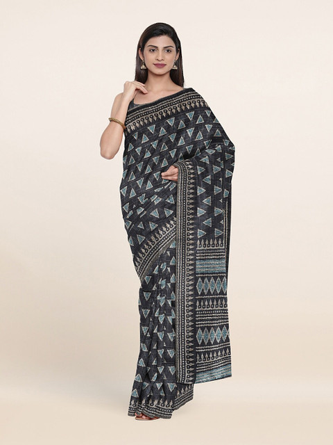 

Pothys Blue & Grey Printed Saree