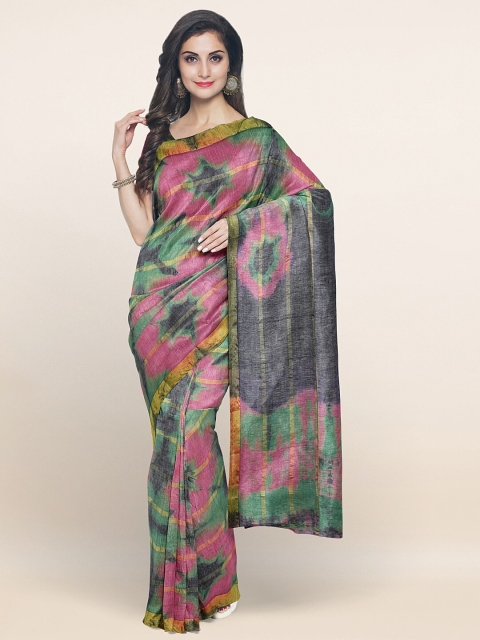 

Pothys Green & Pink Tie and Dye Pure Cotton Saree