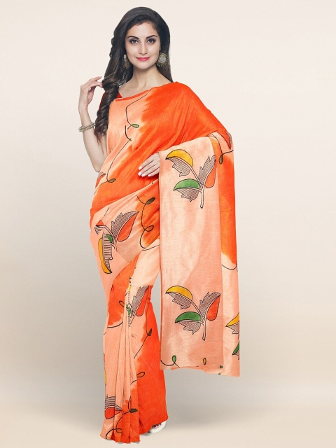 

Pothys Pink & Orange Floral Printed Pure Cotton Saree