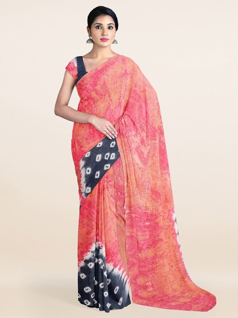 

Pothys Pink & Blue Tie & Dye Pure Cotton Saree