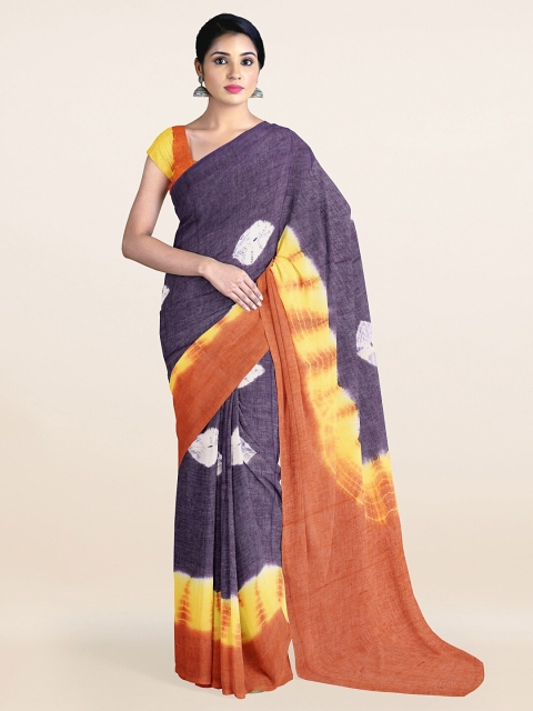 

Pothys Violet & Rust Tie and Dye Pure Cotton Saree