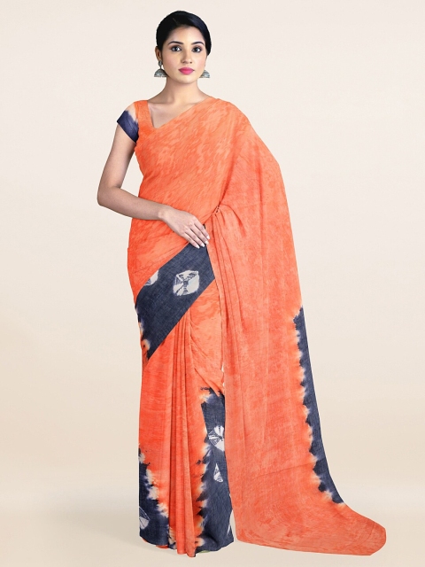 

Pothys Orange & Blue Tie and Dye Pure Cotton Saree