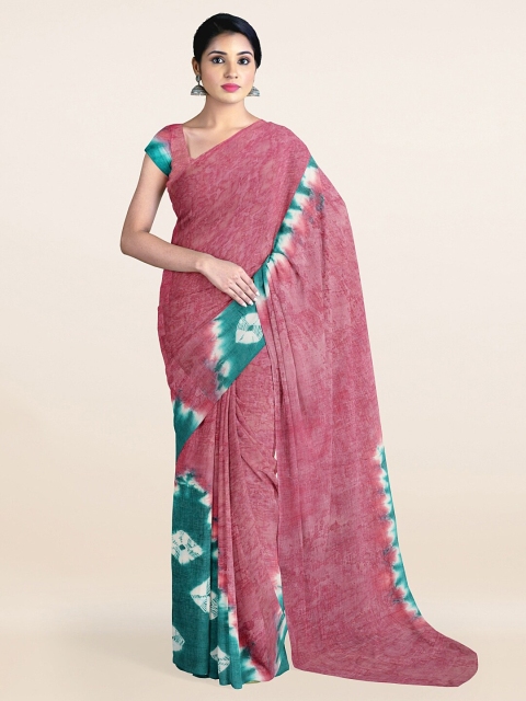 

Pothys Mauve & Green Tie - Dye Printed Pure Cotton Saree