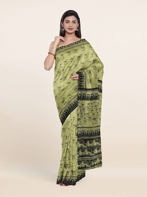 

Pothys Green & Black Ethnic Motifs Pure Cotton Saree