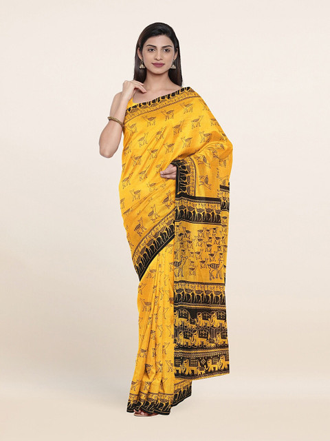 

Pothys Yellow & Black Ethnic Motifs Pure Cotton Saree