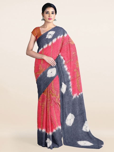 

Pothys Pink & White Tie and Dye Pure Cotton Saree