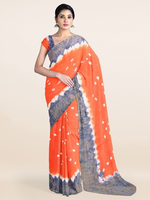 

Pothys Orange & White Bandhani Printed Pure Cotton Saree