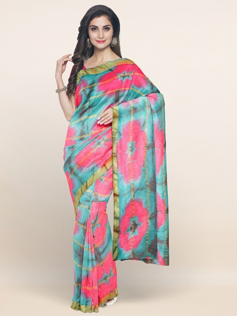 

Pothys Pink & Blue Tie and Dye Pure Cotton Saree