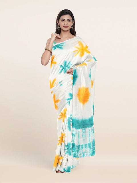 

Pothys Off White & Burgundy Tie and Dye Pure Cotton Saree