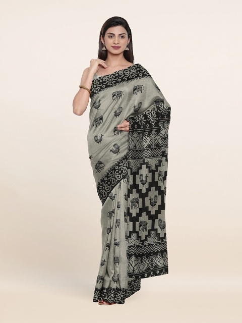 

Pothys Grey & Black Ethnic Motifs Pure Cotton Saree