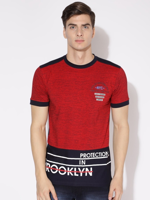 

V2 Value & Variety Men Red & Black Colourblocked T-shirt