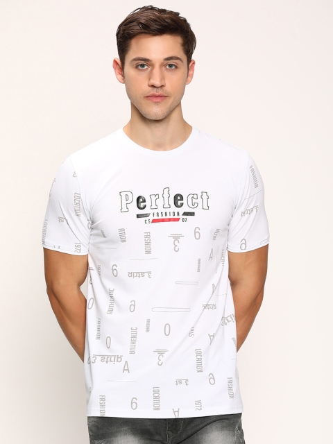 

V2 Value & Variety Men White & Grey Printed Round Neck T-shirt