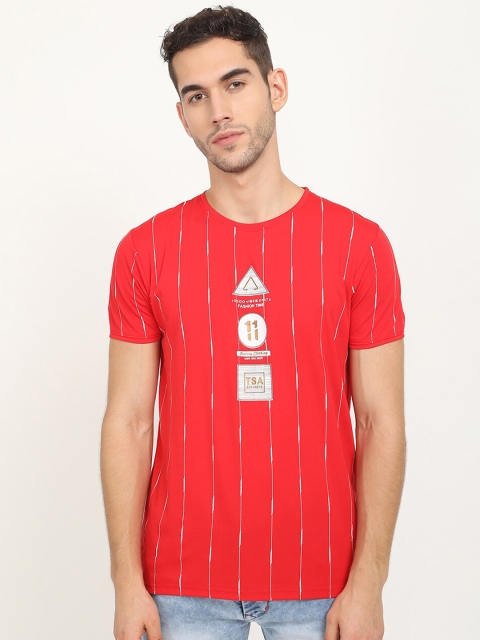 

V2 Value & Variety Men Red Printed Raw Edge T-shirt