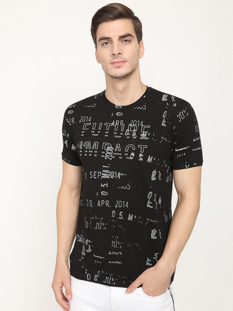 

V2 Value & Variety Men Black Cotton Typography Printed T-shirt